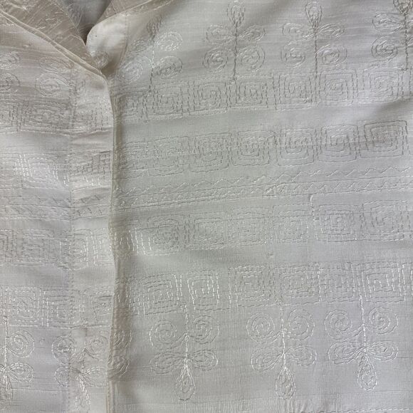 VTG Chico's Embroidered Silk Jacket Size 1 (Large) White Art To Wear (1062) - Picture 2 of 14